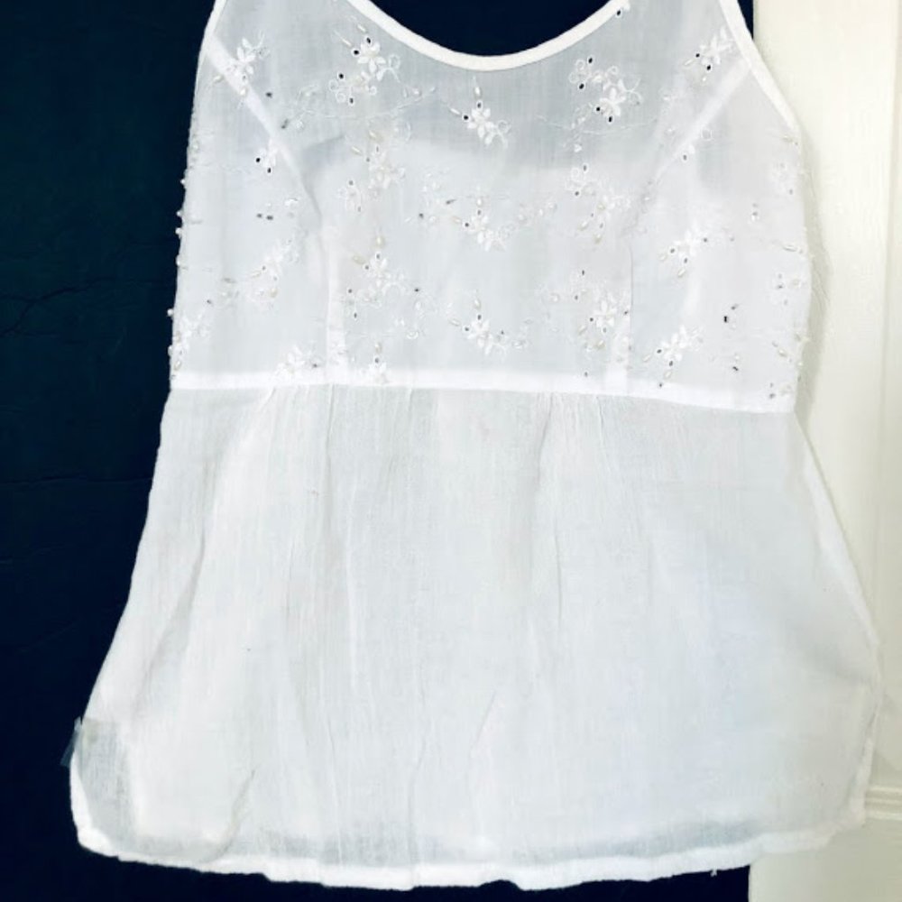 White cotton tank top halter blouse NWOT